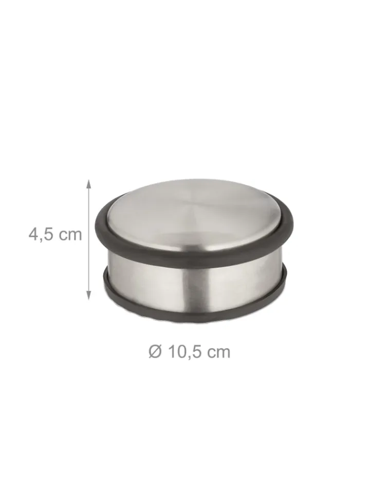 relaxdays Tür- & Zugluftstopper<2 x Türstopper in Silber/ Schwarz - (H)4,5 x Ø 10,5 cm