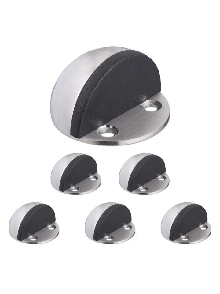 relaxdays Tür- & Zugluftstopper<6 x Türstopper in Silber/ Schwarz