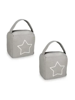 relaxdays Tür- & Zugluftstopper<2 x Türstopper "Stern" in Dunkelgrau/ Weiß - (B)13 x (H)13 x (T)8,5 cm