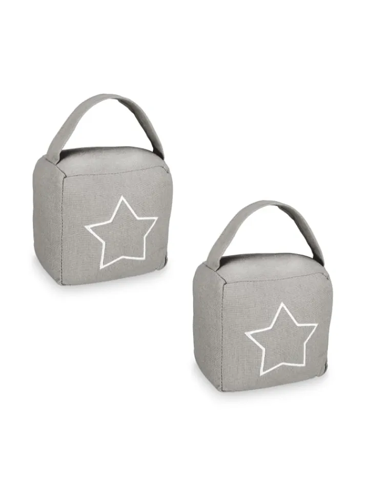 relaxdays Tür- & Zugluftstopper<2 x Türstopper "Stern" in Dunkelgrau/ Weiß - (B)13 x (H)13 x (T)8,5 cm