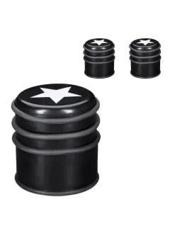 relaxdays Tür- & Zugluftstopper<3 x Türstopper "Stern" in Schwarz/ Weiß - (H)8 x Ø7,5 cm