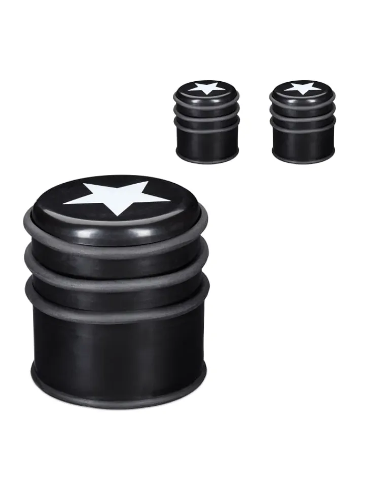 relaxdays Tür- & Zugluftstopper<3 x Türstopper "Stern" in Schwarz/ Weiß - (H)8 x Ø7,5 cm