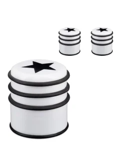 relaxdays Tür- & Zugluftstopper<3 x Türstopper "Stern" in Weiß/ Schwarz - (H)8 x Ø7,5 cm