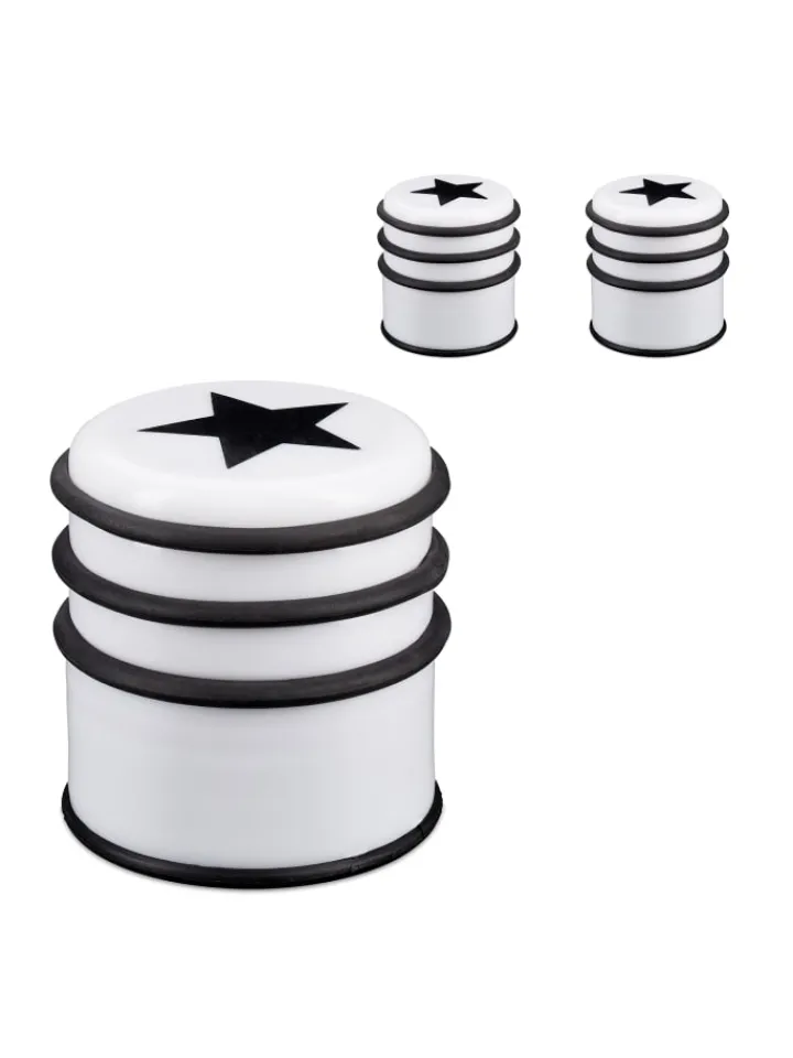 relaxdays Tür- & Zugluftstopper<3 x Türstopper "Stern" in Weiß/ Schwarz - (H)8 x Ø7,5 cm