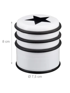 relaxdays Tür- & Zugluftstopper<3 x Türstopper "Stern" in Weiß/ Schwarz - (H)8 x Ø7,5 cm
