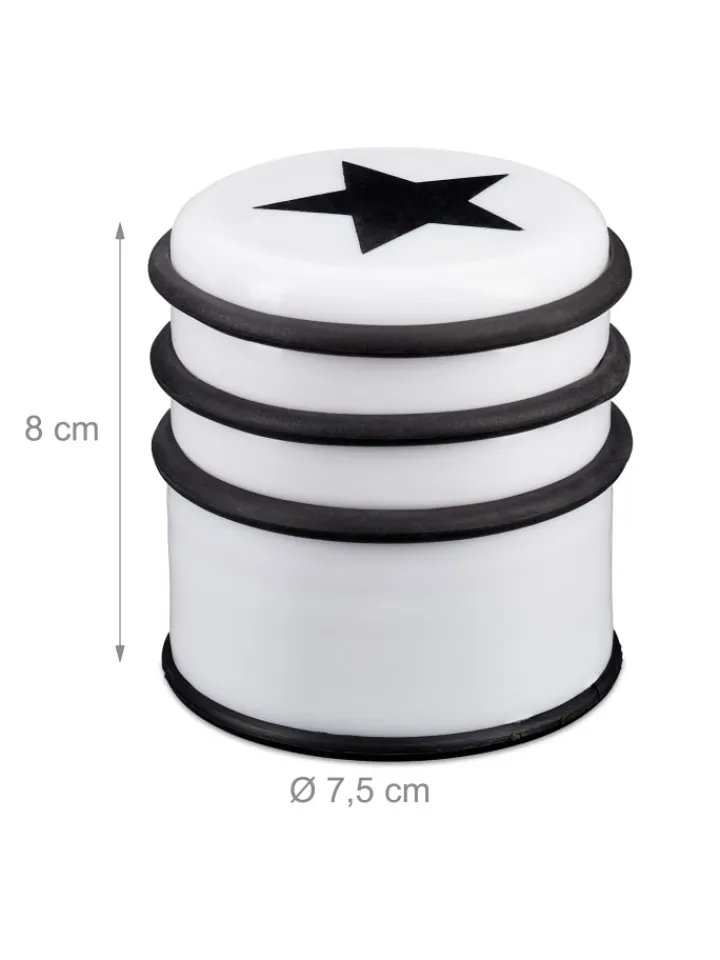 relaxdays Tür- & Zugluftstopper<3 x Türstopper "Stern" in Weiß/ Schwarz - (H)8 x Ø7,5 cm