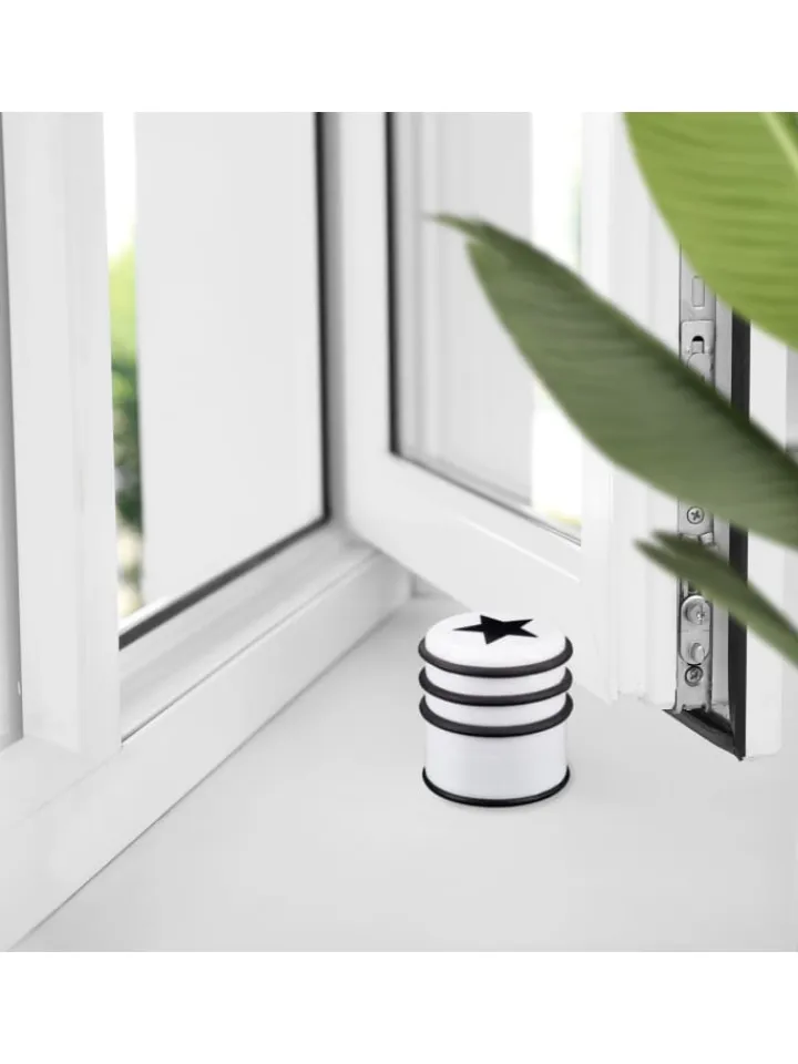 relaxdays Tür- & Zugluftstopper<3 x Türstopper "Stern" in Weiß/ Schwarz - (H)8 x Ø7,5 cm