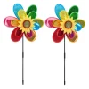 relaxdays Gartendekoration<2 x Windrad "Blume" in Bunt - (B)38 x (H)75 x (T)14 cm