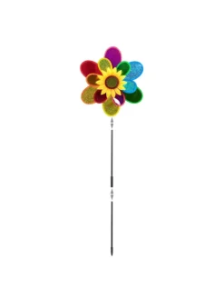 relaxdays Gartendekoration<2 x Windrad "Blume" in Bunt - (B)38 x (H)75 x (T)14 cm