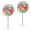 relaxdays Gartendekoration<2 x Windrad "Regenbogen" in Bunt - (B)35 x (H)72 x (T)15 cm