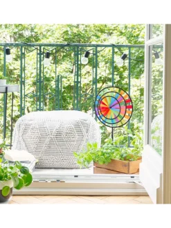 relaxdays Gartendekoration<2 x Windrad "Regenbogen" in Bunt - (B)35 x (H)72 x (T)15 cm