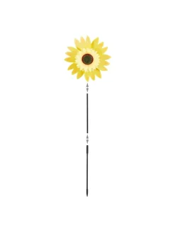 relaxdays Gartendekoration<2 x Windrad "Sonnenblume" in Gelb - (B)29 x (H)76 x (T)8 cm