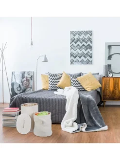 relaxdays Wäschekörbe & -Ständer<2 x Wäschekorb in Weiß - (B)42 x (H)55 x (T)32 cm