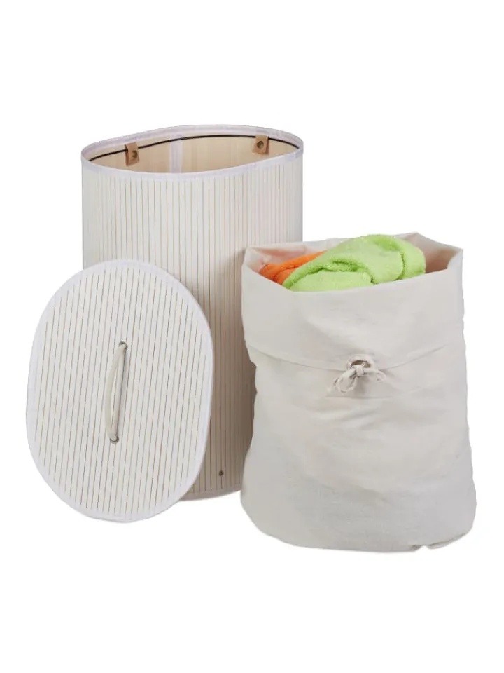 relaxdays Wäschekörbe & -Ständer<2 x Wäschekorb in Weiß - (B)42 x (H)55 x (T)32 cm