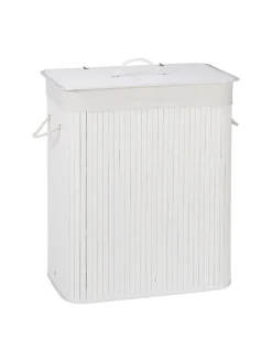 relaxdays Weitere Haushaltshelfer<2 x Wäschekorb in Weiß - (B)55 x (H)63 x (T)35 cm