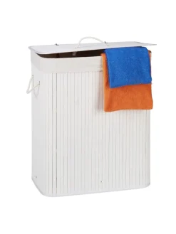 relaxdays Weitere Haushaltshelfer<2 x Wäschekorb in Weiß - (B)55 x (H)63 x (T)35 cm