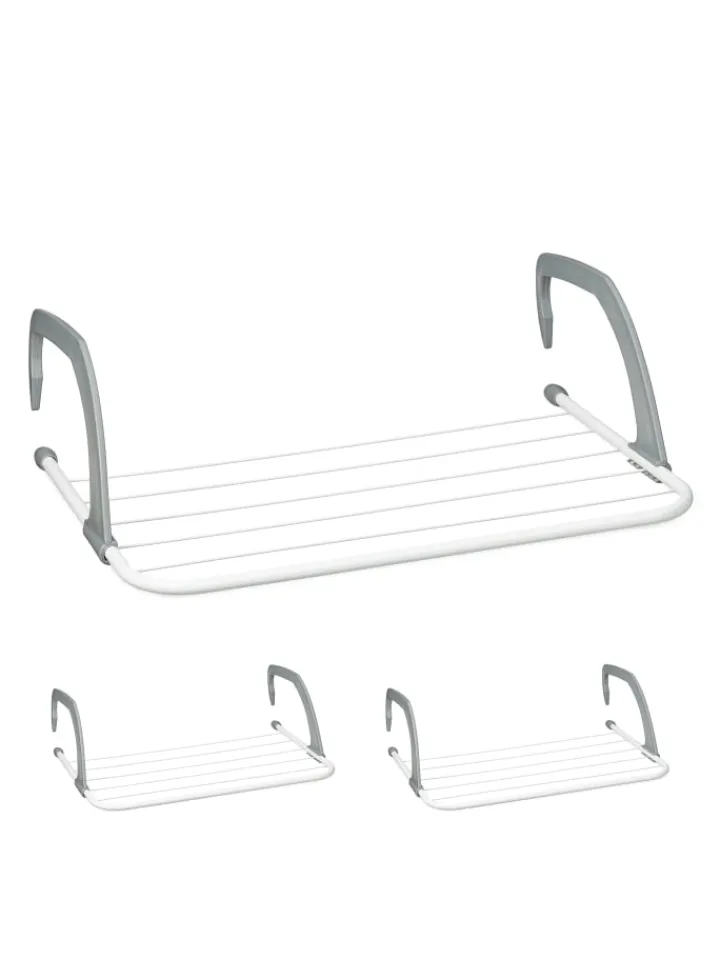 relaxdays Wäschekörbe & -Ständer<3 x Wäscheständer in Weiß/ Grau - (B)51 x (H)16 x (T)51 cm