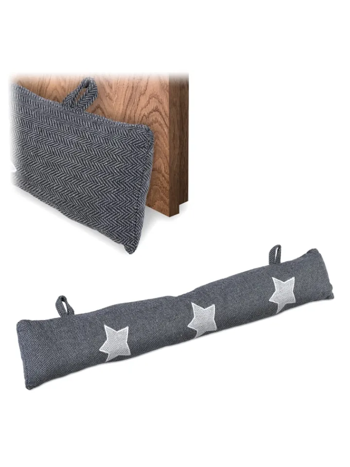 relaxdays Tür- & Zugluftstopper<2 x Zugluftstopper "Stern" in Grau - 76 cm