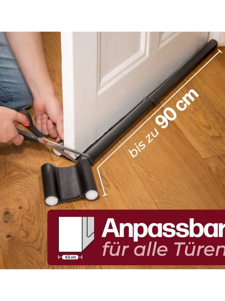 Praknu Tür- & Zugluftstopper<2 Zugluftstopper für Türen bis zu 90cm - Doppelseitiger Schutz -