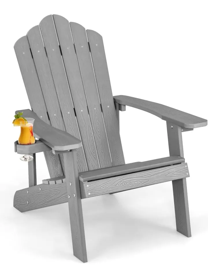 COSTWAY Gartenmöbel<Adirondack Stuhl bis zu 170kg in Grau