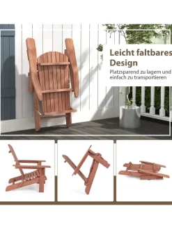 COSTWAY Gartenmöbel<Adirondack Stuhl klappbar in Braun