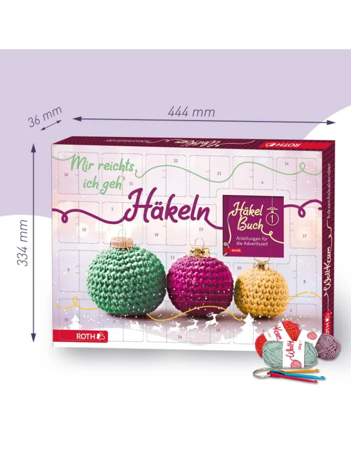 ROTH Adventskalender<Adventskalender - Wollkram - gefüllt, Häkelnadeln, Wolle, Anleitung in Bunt