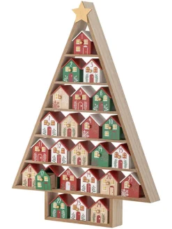 Bloomingville Adventskalender<Adventskalender ''Calvin'' in Beige/ Rot/ Grün - (B)44 x (H)61,5 x (T)6 cm