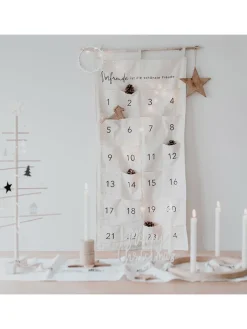 Eulenschnitt Adventskalender<Adventskalender "Vorfreude" in Creme - (L)120 x (B)60 cm