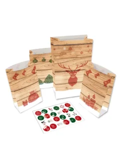 ROTH Adventskalender<Adventskalender zum Befüllen - 24 Adventstütchen - Hygge-Style - in Bunt