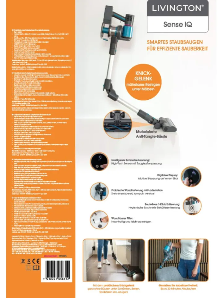 Livington Staubsauger<Akku Staubsauger mit Schmutzsensor Sense IQ in Grau