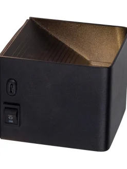näve Wandleuchten<Akku-LED-Wandleuchte "Cube" in Schwarz - (B)10 x (H)8 x (T)10 cm