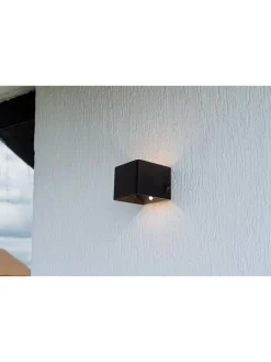 näve Wandleuchten<Akku-LED-Wandleuchte "Cube" in Schwarz - (B)10 x (H)8 x (T)10 cm