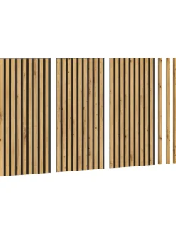 xonox.home Wanddekoration<Akustikpaneel 3er Set (B/H/T: 40x80x2 cm) in anthrazit und Eiche Nachbildung