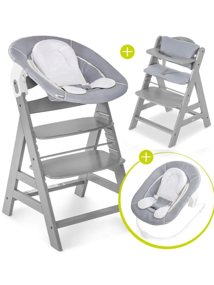 Hauck Babymöbel<Alpha Plus Grey Newborn Set - 4-tlg. Hochstuhl in grau