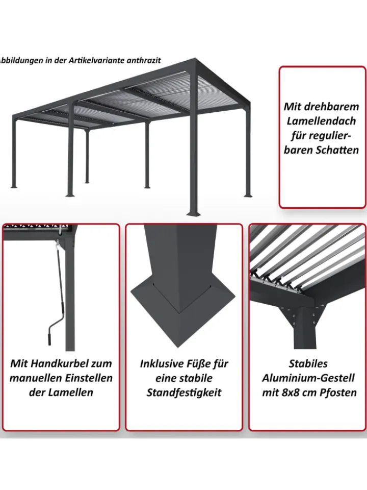 MCW Gartenmöbel<Alu Pergola L41, stabiles Gestell, Weiß
