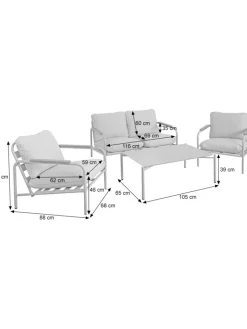 MCW Möbel-Sets<Aluminium-Gartengarnitur O11, Hellgrün Polster beige
