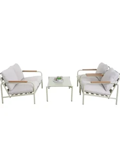 MCW Möbel-Sets<Aluminium-Gartengarnitur O11, Hellgrün Polster beige