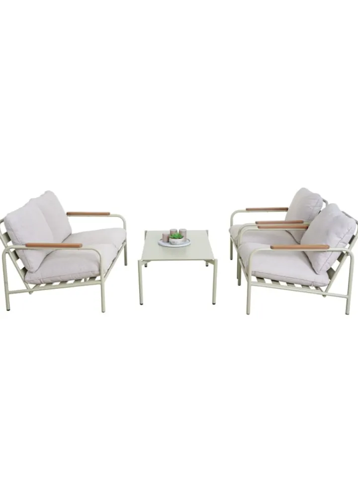 MCW Möbel-Sets<Aluminium-Gartengarnitur O11, Hellgrün Polster beige