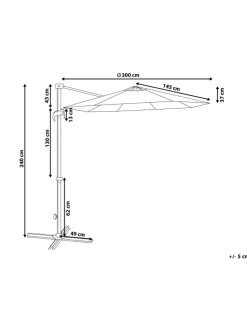 Beliani Gartenmöbel<Ampelschirm SAVONA in Grau/Weiß - (W) 300 x (H) 240 x (L) 300 cm