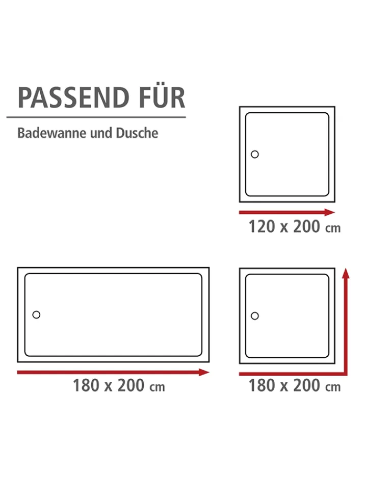 Wenko Gardinen, Jalousien & Rollos<Anti-Schimmel-Duschvorhang "Mr. Deer" in Weiß/ Schwarz - (L)200 x (B)180 cm