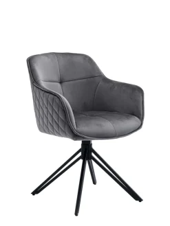 SalesFever Sitzmöbel<Armlehnstuhl modern 360° drehbar Samtbezug und Metallgestell in Grau