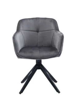 SalesFever Sitzmöbel<Armlehnstuhl modern 360° drehbar Samtbezug und Metallgestell in Grau