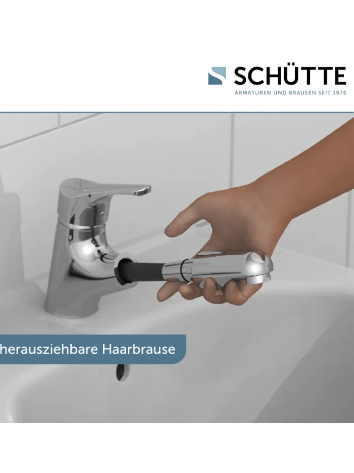 Franz Joseph Schütte Badarmaturen<ATTICA Waschtischarmatur, Chrom, mit herausziehbarer Haarbrause
