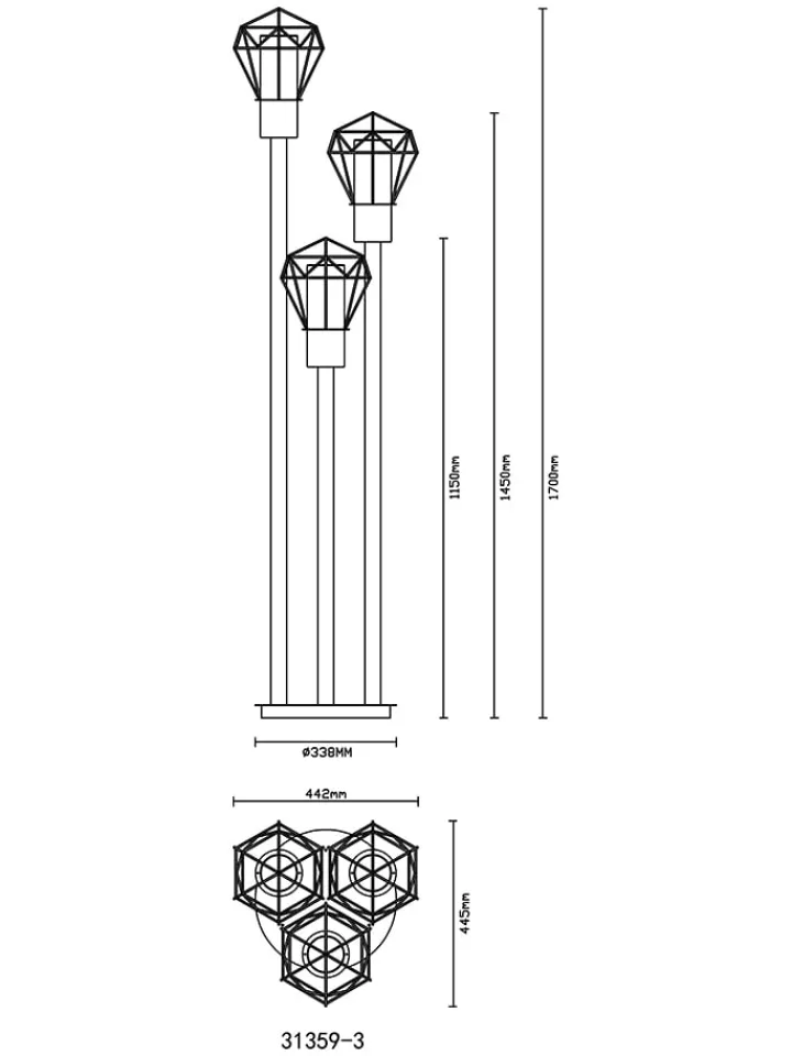 Globo lighting Außenbeleuchtung|Außenleuchten<Außenleuchte "Horace" in Schwarz - (H)170 x Ø 44,5 cm
