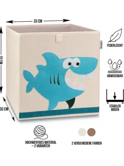 Lifeney Kisten & Körbe<Aufbewahrungsbox "Hai" in Beige/ Türkis - (B)33 x (H)33 x (T)33 cm