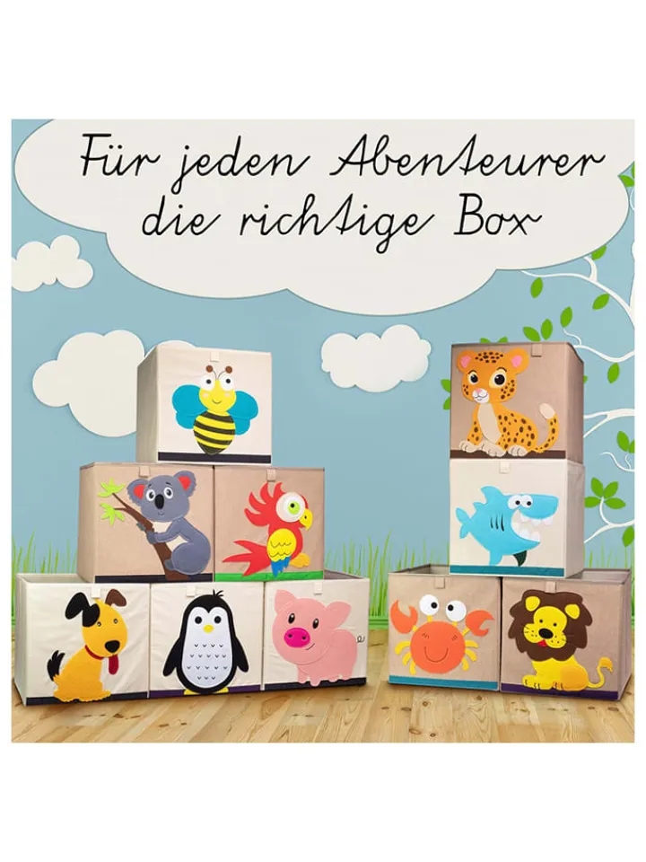 Lifeney Kisten & Körbe<Aufbewahrungsbox "Leopard" in Beige/ Orange - (B)33 x (H)33 x (T)33 cm