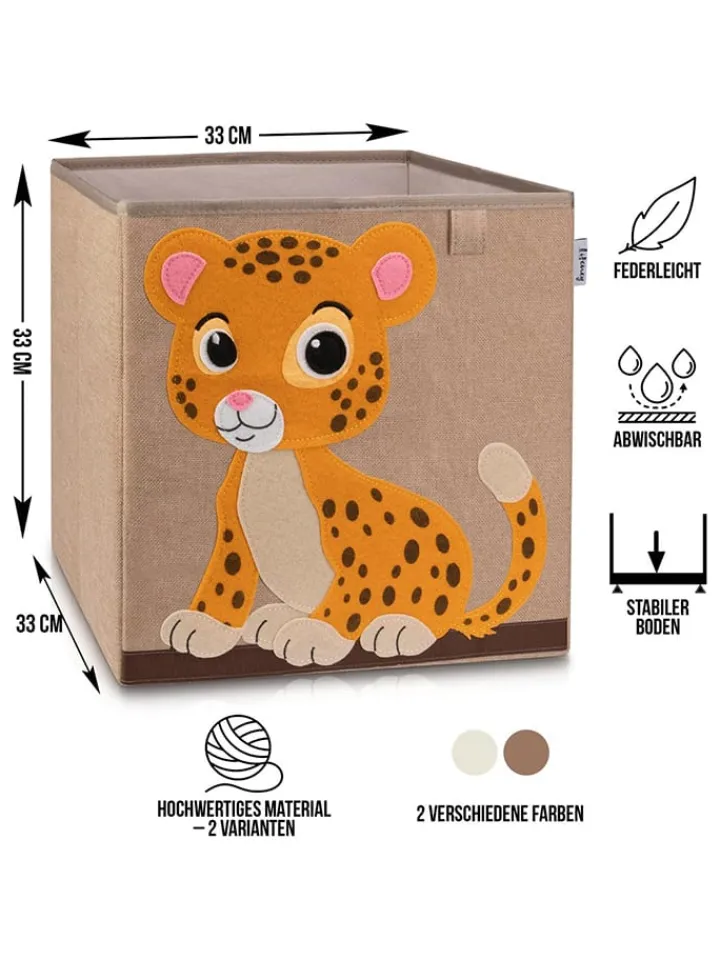 Lifeney Kisten & Körbe<Aufbewahrungsbox "Leopard" in Beige/ Orange - (B)33 x (H)33 x (T)33 cm