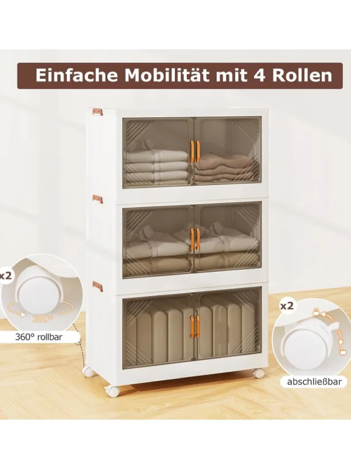 COSTWAY Regale & Schränke<Aufbewahrungsbox mit Deckel 3 tlg. 65 cm breite in Weiß