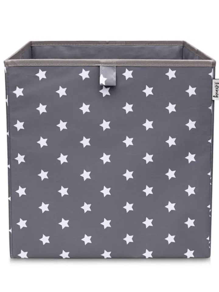 Lifeney Kisten & Körbe<Aufbewahrungsbox "Sterne" in Anthrazit - (B)33 x (H)33 x (T)33 cm