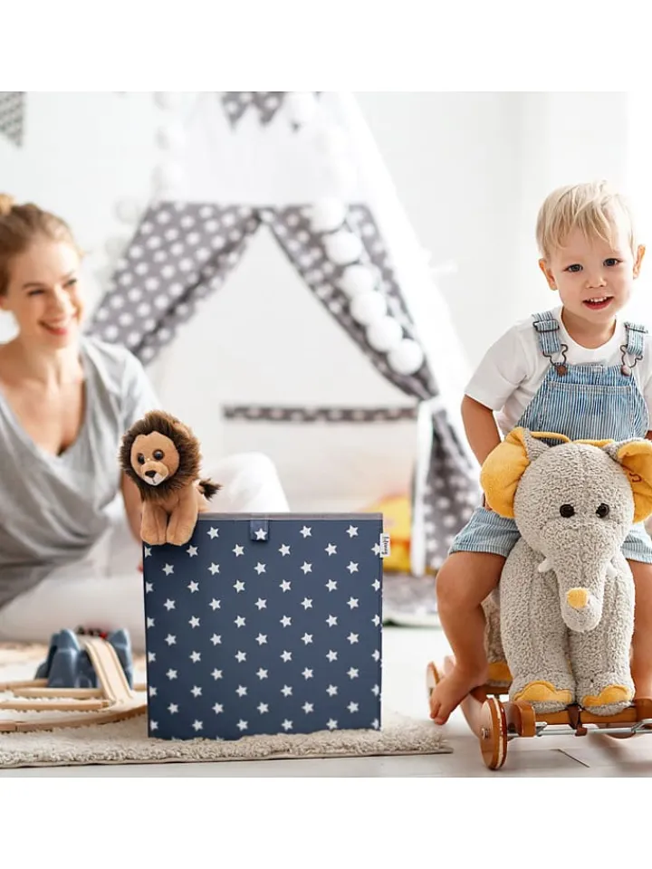 Lifeney Kisten & Körbe<Aufbewahrungsbox "Sterne" in Anthrazit - (B)33 x (H)33 x (T)33 cm
